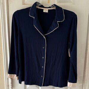 Soma Navy Top with Cream Trim